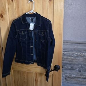 NWT Bacinni Womens Size Medium  Blue Jean Jacket Dark Wash
